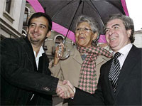 Alejandro Amenábar, Pilar Bardem y el Ministro de Cultura español, D. César Antonio Molina.