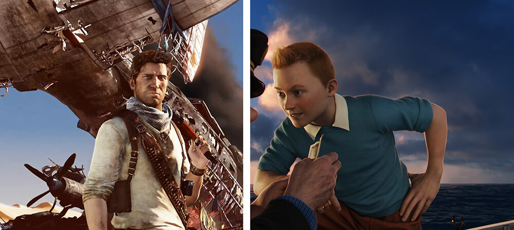 Tintin el secreto del unicornio cinemanet uncharted videojuego aventura 1